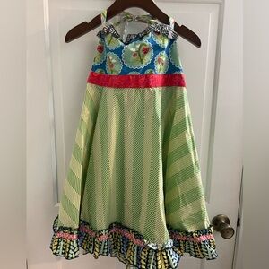 Matilda Jane Limeade Ellie Roundabout Dress Girls Ruffle Boho, Size 10
